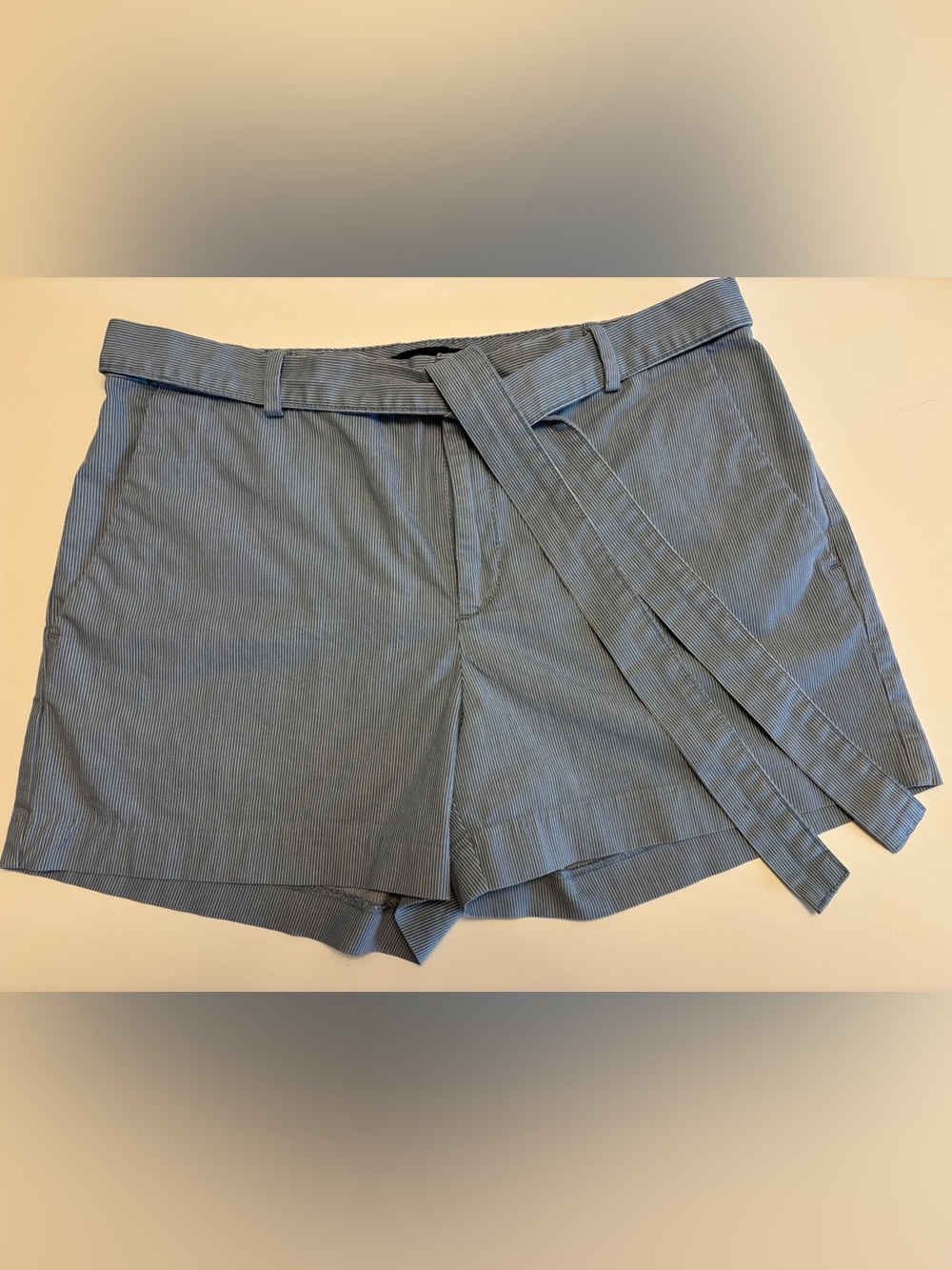 Banana Republic Pinstriped Tie-Belt Shorts
